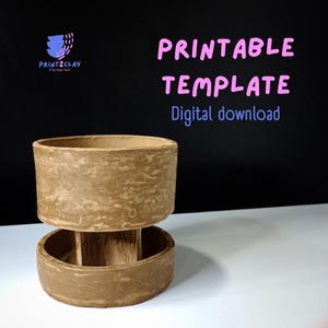 Printable Pottery Template - Clay Shaping PDF Guide for Handmade Ceramics | Digital Pottery Pattern for two-piece cylindrical pot