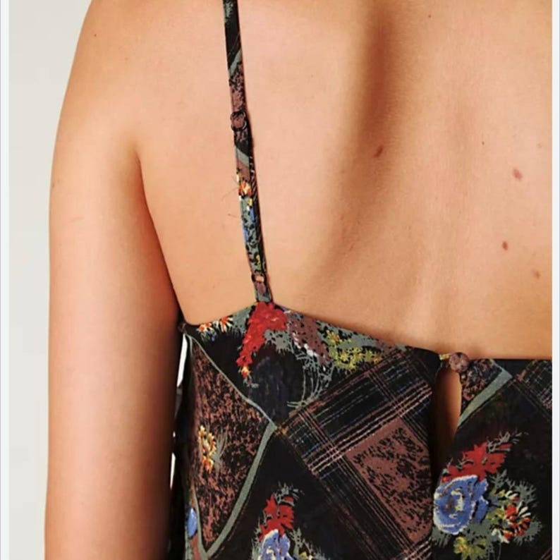 Free people tiered chiffon dress adjustable spaghetti straps size 4 black-brown image 7