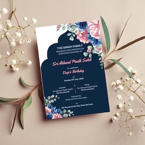 Sri Akhand Paath Sahib Digital Invitation Template | Sikh Elegance, Editable & Instant Download