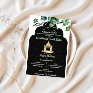 Sri Akhand Paath Sahib Digital Invitation Template | Sikh Elegance, Editable & Instant Download