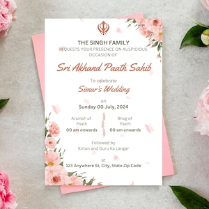 Sri Akhand Paath Sahib Digital Invitation Template | Sikh Elegance, Editable & Instant Download