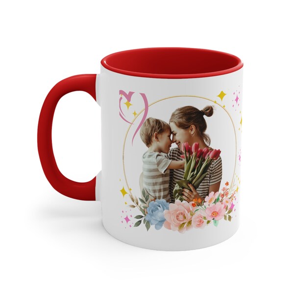 Mug for mom personalized with photo, special gift for Mother's Day with a beautiful and unique design for them, various colors 11 oz,
