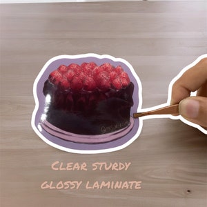 Strawberry Chocolate Cake with Powder Sugar Vinyl Sticker