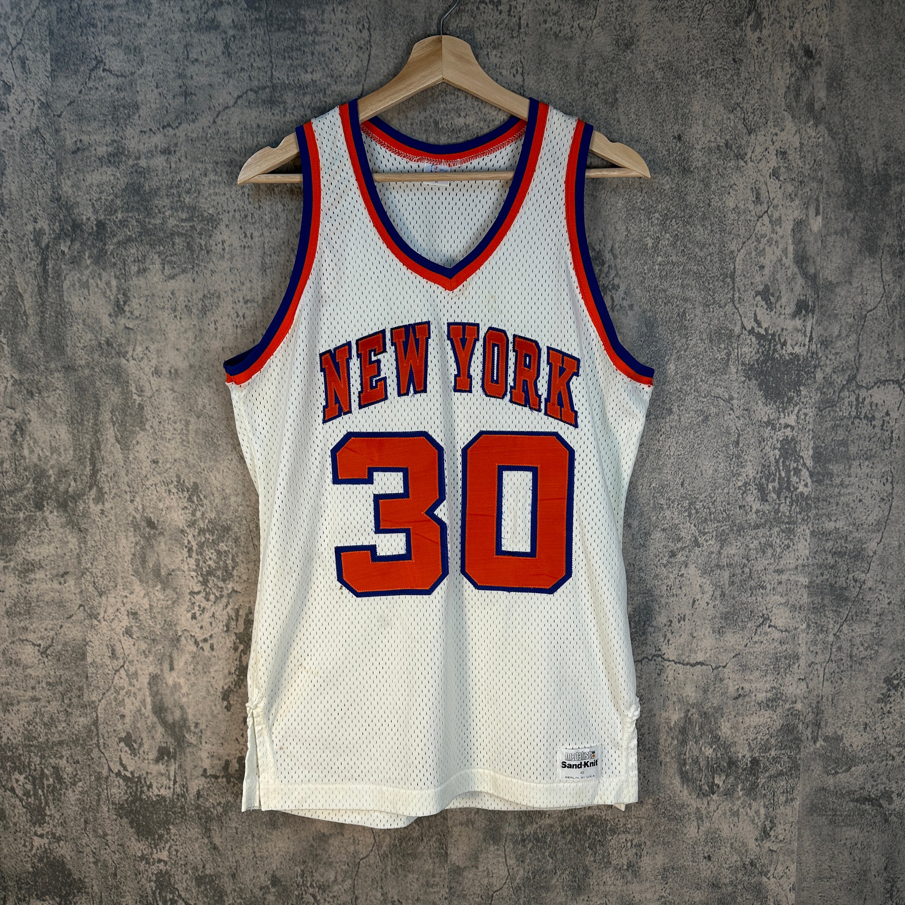 Vintage 80s Sand-knit Label Patrick Ewing New York Knicks NBA