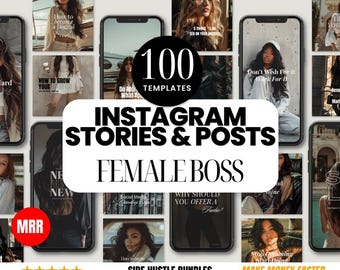 Instagram Stories & Posts, Done For You Social Media Content for Female Entrepreneurs PLR MRR Faceless Marketing Digital Marketing Content