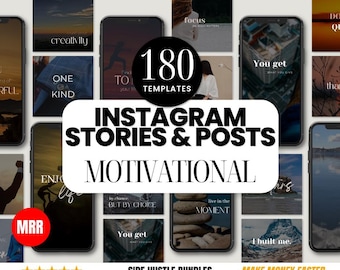 Motivational Instagram Templates: Posts, Stories, Reels, Faceless Photos (MRR PLR)
