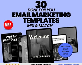 30 Email Marketing Canva Templates: Customizable Newsletter Designs (Digital Download)