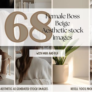 68 Stock Photos | MRR | Beige Palette | Social Media Branding | Insta Stories | Female Entrepreneur, Faceless Marketing, PLR digital product