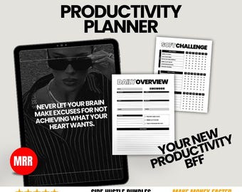 71-Page Digital Productivity Planner: MRR PLR Customizable Template (Digital Download)