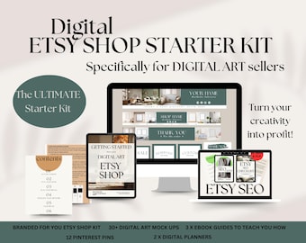 Etsy Shop Starter Kit: Digital Art Mockups, SEO Guides, Templates (Digital Download)