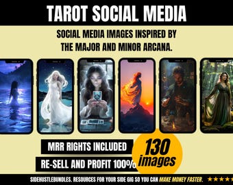 Tarot Instagram Images: Major & Minor Arcana, Canva Template (MRR PLR)