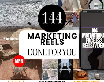 144 Done For You Reels: Motivational Faceless Marketing (MRR PLR) (Editable Canva Template)