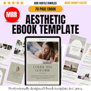 Professionally Designed 70-Page Aesthetic Ebook Template | Perfect for Coaches, Social Media Managers & Entrepreneurs Canva Editable PLR MRR