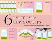 Tarot Card Mockups: Celestial Boho Theme, Canva Editable, PLR Tarot, Canva Tarot, Create tarot deck, Tarot Card Template Commercial Use.
