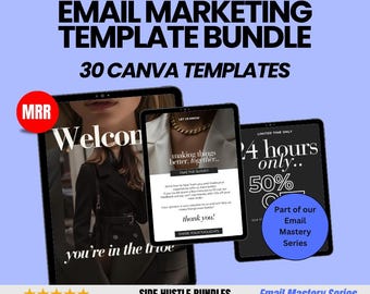 Email Marketing Canva Templates: 30 Customizable Designs + 50 Bonus CEO Quote Banners (Digital Download)