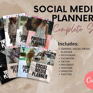 Vollständiges Social Media Planner Bundle | 8 Digitale Planer | 500+ Seiten Inhaltsplanung & Tracking Perfekt für Social Media Marketing