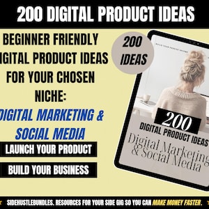 200 Digital Product Ideas Digital Marketing Passiveprofit done-for-you digital product business idea. Online business make money online plr