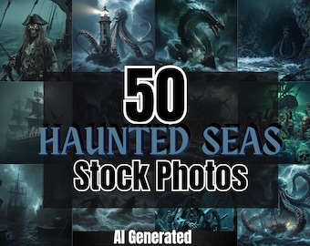 50 Haunted Ocean Stock Images: Spooky Halloween Seas (Digital Download)