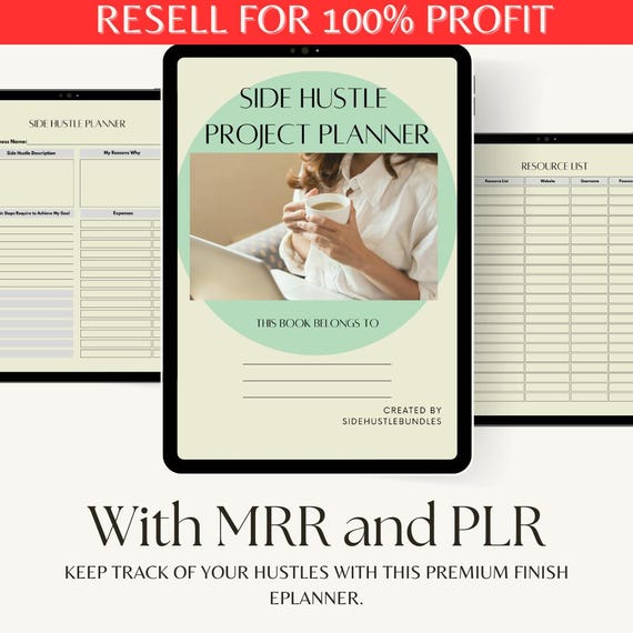 Side Hustle Planner: Business & Time Management (PLR MRR) (Digital Download)
