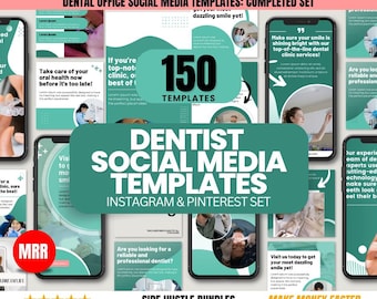 Dental Social Media Templates: Dentist Instagram Posts, Stories & Pins + Ebook