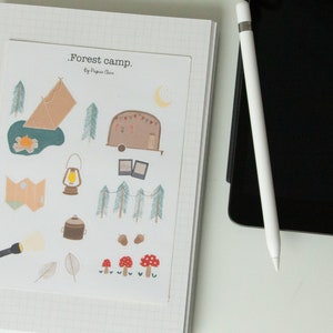 Planche autocollant Campeur / stickers thème forêt / autocollant ordinateur portable