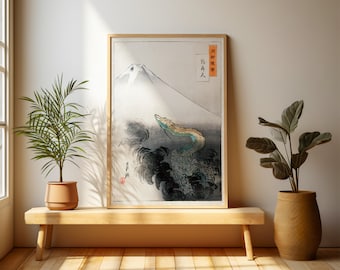 Japanese Dragon Wall Art, Ogata Gekko Print, Ukiyo-e Mythology Poster, Asian Decor, Vintage Woodblock Wall Print