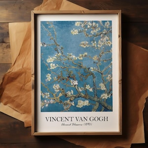 Van Gogh Eclectic Exhibition Poster, Almond Blossoms, Van Gogh Art Print, Floral Wall Art Decor, Floral Garden Art, Gift Idea, Trendy,