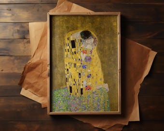 Gustav Klimt The Kiss Print, Art Nouveau Gold Romantic Wall Art, Couple Poster, Famous Painting Bedroom Wall Decor