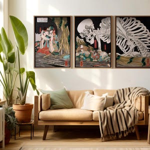 Takiyasha Witch & Skeleton Ghost Prints: Utagawa Kuniyoshi Japanese Art (Set of 3) (Digital Download)