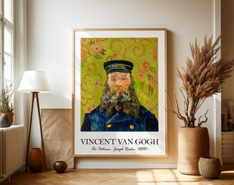 Van Gogh Postman Roulin Print, Portrait Wall Art, Impressionist Poster, Gallery Decor, Famous Painting Bedroom Art