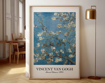 Van Gogh Almond Blossoms Print, Blue Floral Wall Art, Impressionist Spring Poster, Famous Painting Bedroom Decor