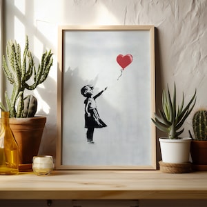 Girl With Red Balloon by Banksy, Bansky Reproduction Art, Balloon Girl Printable Poster, Banksy Street Art, Graffti Art, Digital Artwork