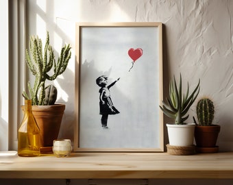 Banksy Girl Red Balloon Print, Street Art Graffiti Wall Decor, There Is Always Hope Poster, Modern Bedroom Art
