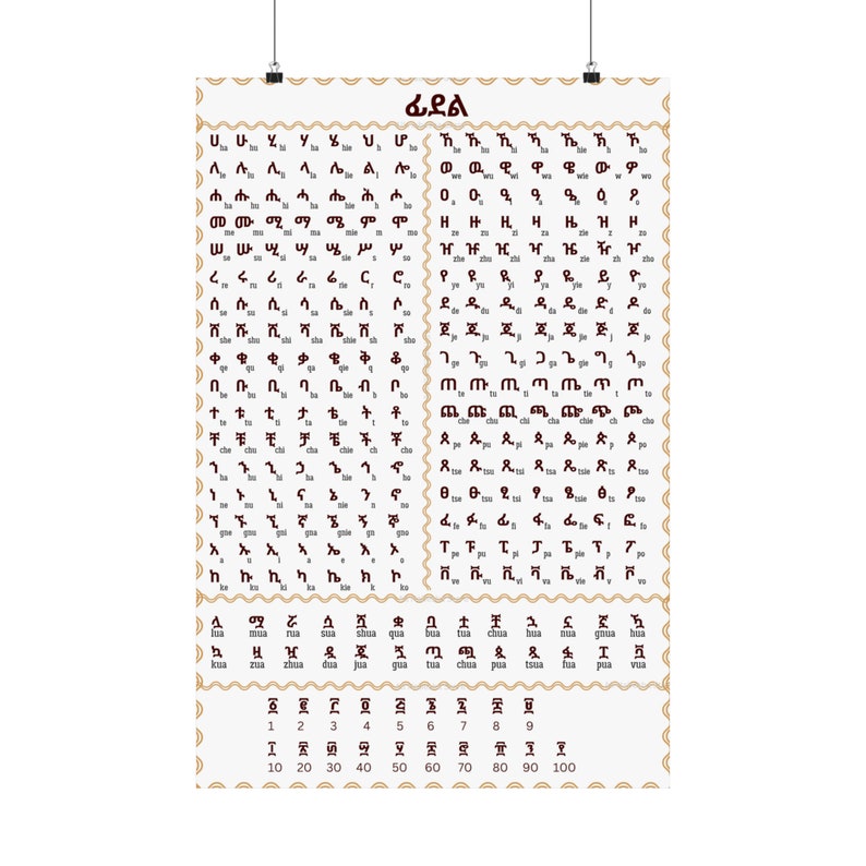Large Amharic Alphabet Chart Learn Ethiopian Alphabet With Ease ፊደል ...
