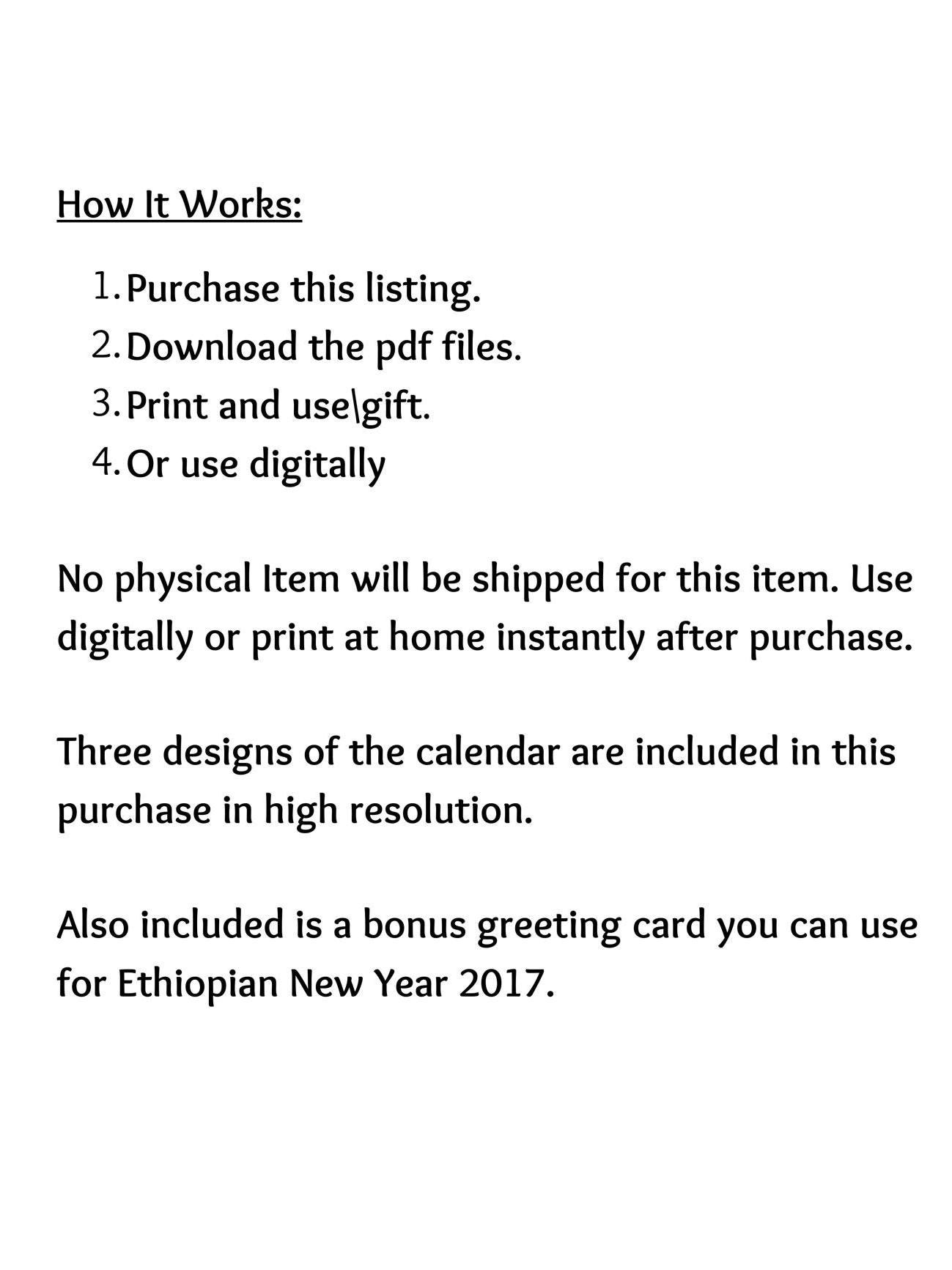 Digital 2017 Ethiopian Calendar With Conversion to Gregorian Calendar