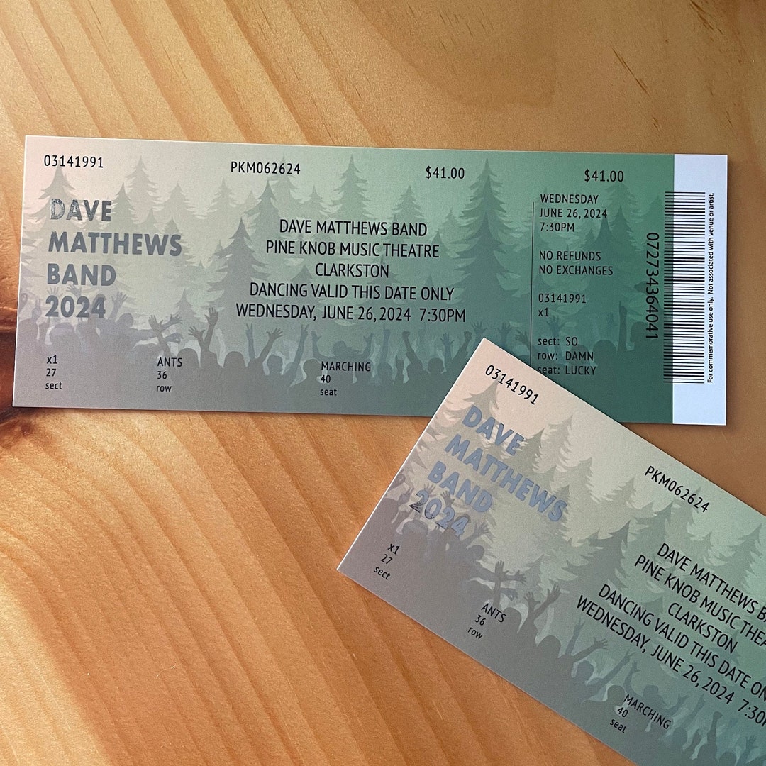Commemorative Ticket Pine Knob 6.26.24 DMB Summer Tour 2025 Physical