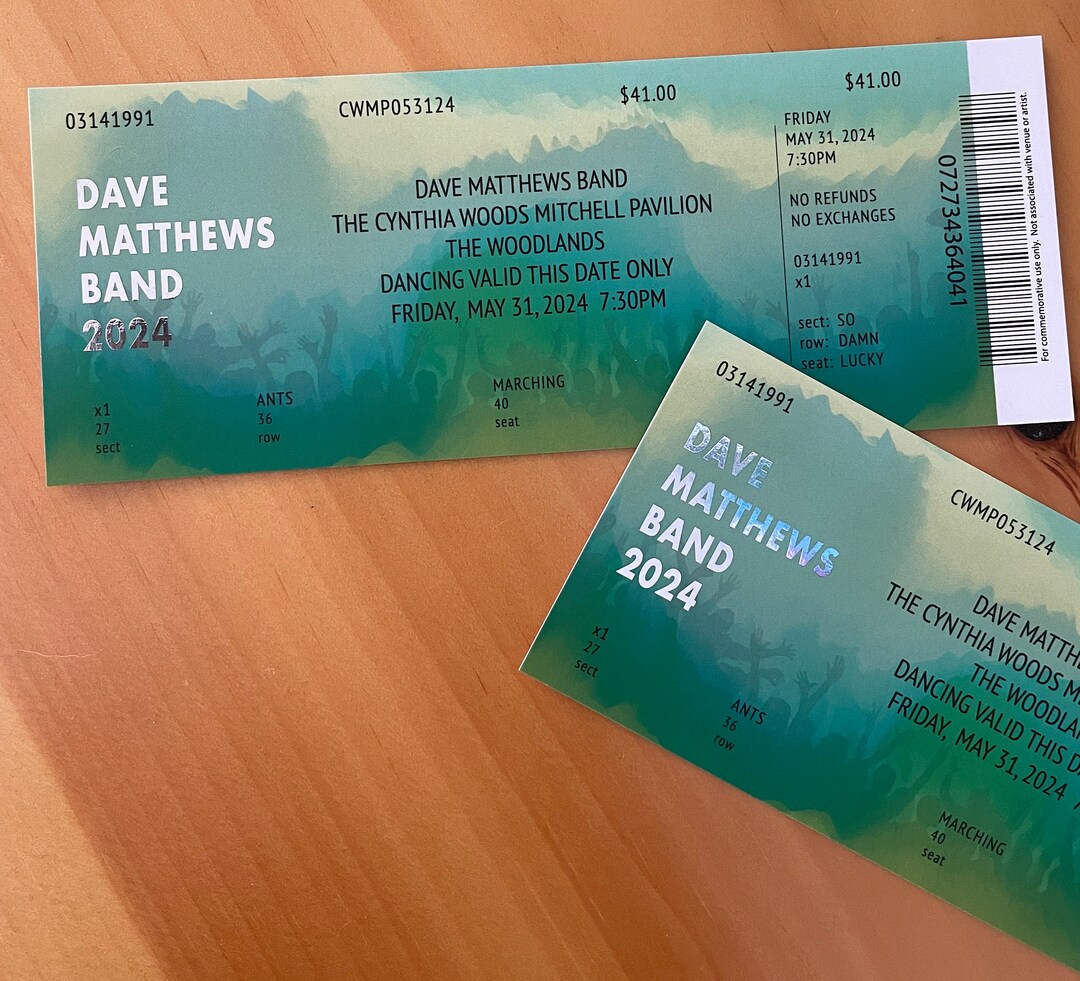 DMB Summer Tour 2025 Woodlands 5.31.24 Commemorative Ticket Physical