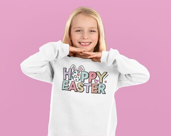 Youth/Kids Colorful "Hoppy Easter" Crewneck Sweatshirt