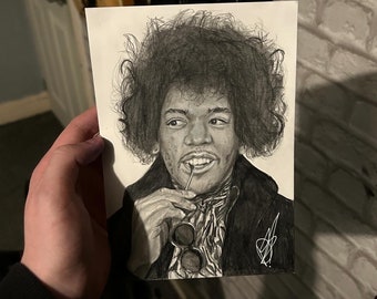 Ritratto originale a matita di Jimi Hendrix