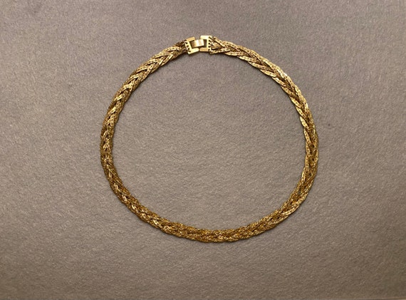 Braided Gold Costume Necklace - image 1