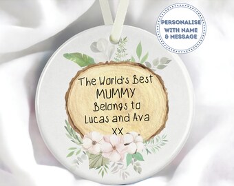 Mother's Day Gift for Mom, Mommy, Nana, Nanny, Granma. The World's Best Mommy Belongs to... Personalised Double Sided Ceramic Ornament