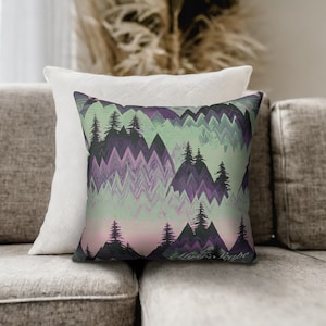 Abstract Mountain Throw Pillow Modern Cabin Decor Pillow Mountain Landscape Cushion for Vacation Home & Living Room Decor Washable Pillow