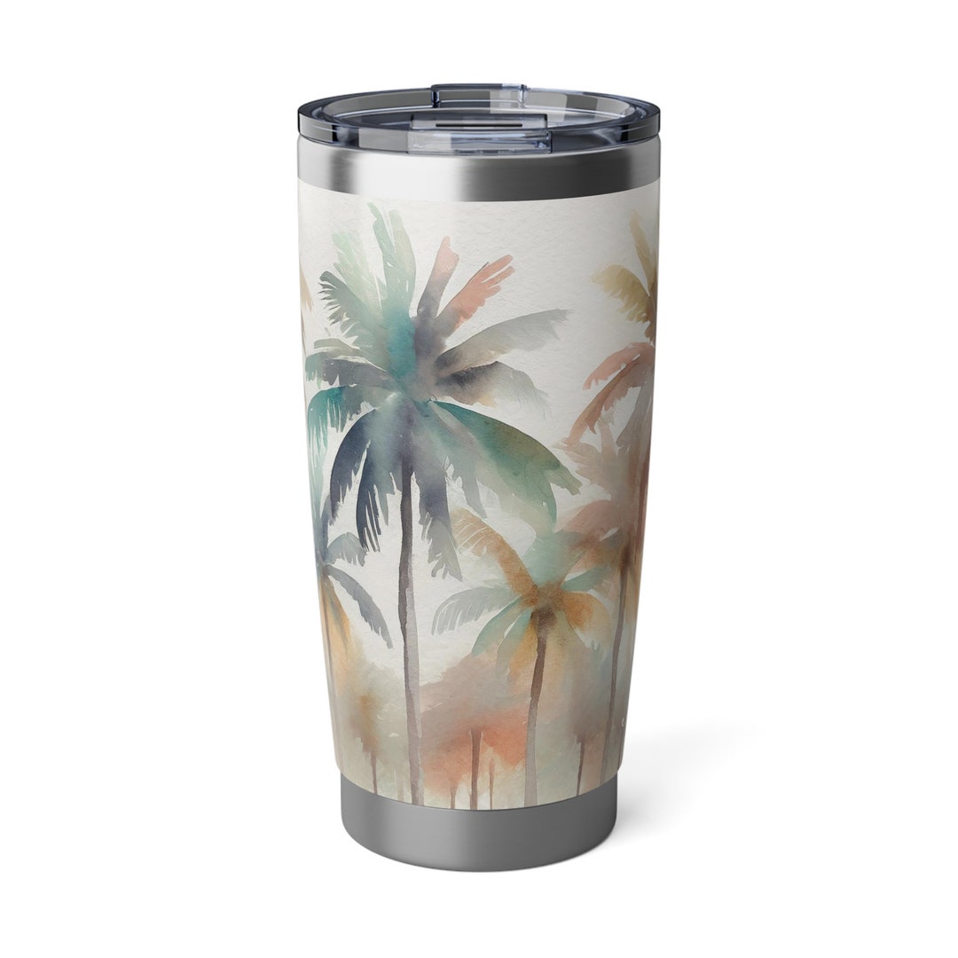 Tumbler Palm Tree Design Tropical Art Insulated Cup Stainless Steel ...
