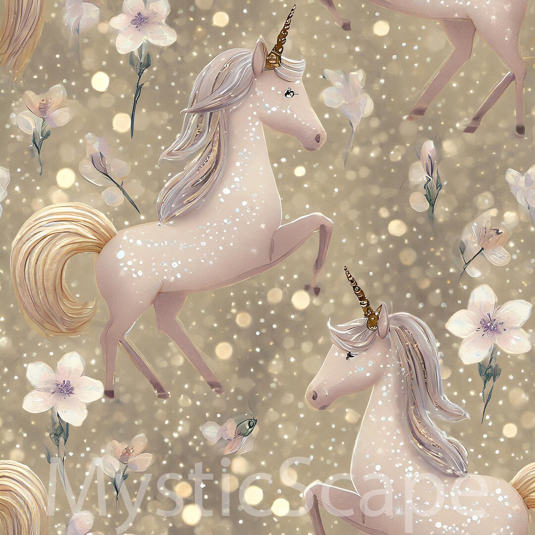 Seamless pattern unicorns repeating pattern kids pattern floral pattern