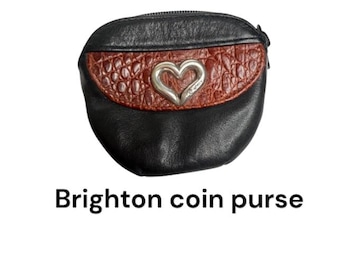 Brighton Vintage Leather Coin Purse – Mini Black & Brown Pouch