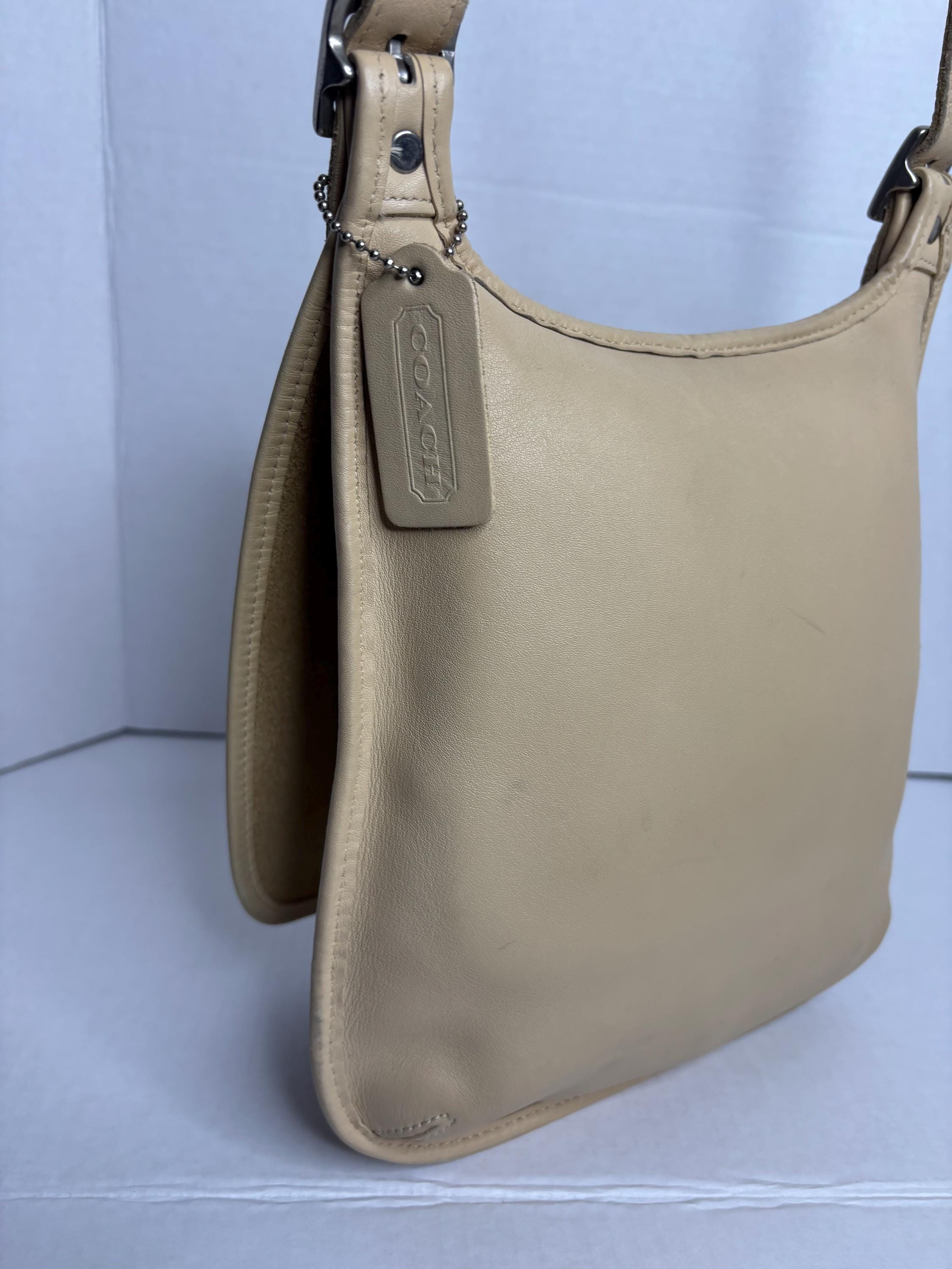 Vintage Coach Beige- Cream Soft Leather Cross Body- Shoulder Bag