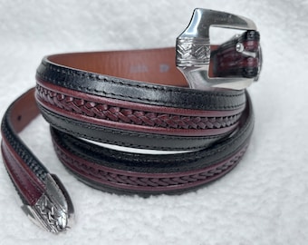 Brighton Pinon Hills  mens Inlay wovan  Belt: Black-Brown