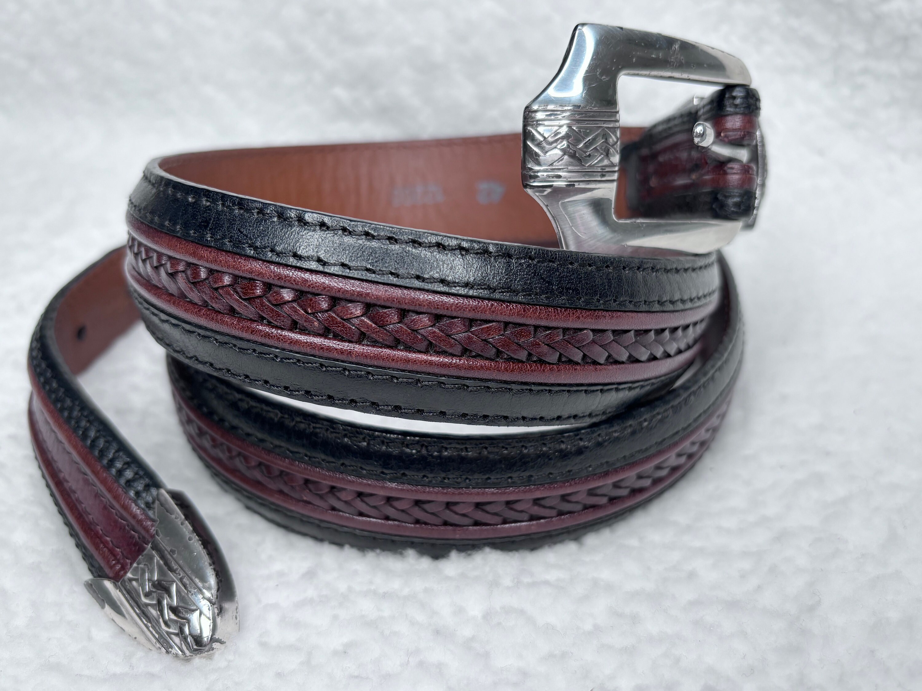 Brighton Pinon Hills Mens Inlay Wovan Belt: Black-brown - Etsy display picture 2