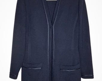 Vintage St John Santana Knit Cardigan - Navy Blue, Size 6