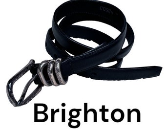 Brighton woman's  vintage  black leather slim belt